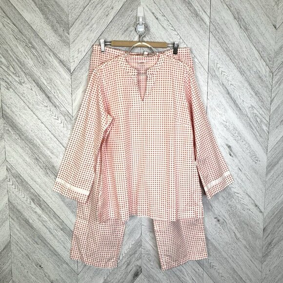 Brooks Brothers Pajama Set Womens Size Large Popover 2 Piece Polka Dot Cotton - Picture 1 of 7